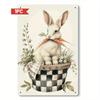 Vintage Rabbit Metal Art Sign Easter Farmhouse Wall Decor 2D Printed Home Bedroom Office