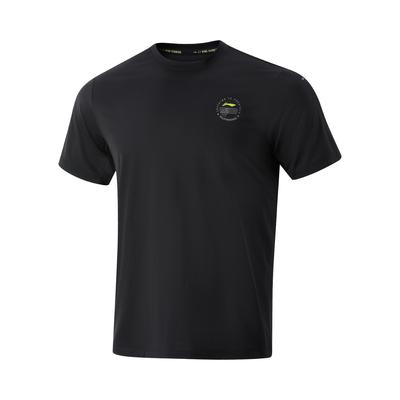 Li Ning Bėgimo Serijos Vientisos Spalvos Apvalaus Kaklo Patogūs Kvėpuojantys Universalūs Vėjo Tunelio Kvėpuojantys Marškinėliai Trumpomis Rankovėmis Vyrams Marškinėliai ATSV083-1
