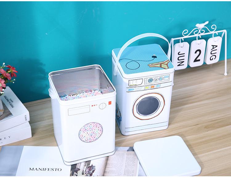 Aufbewahrungsbox für Waschmittel-Pods aus Blech mit großer Kapazität - Waschmaschinenförmiger Organizer mit Griff