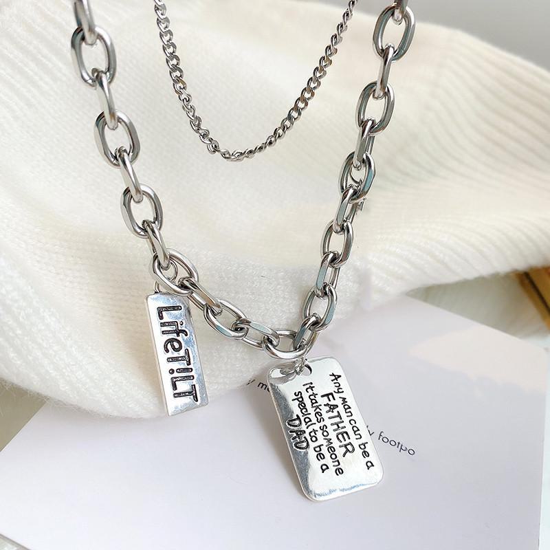 

Трендовое двухслойное ожерелье с подвеской в виде буквы — женский хип-хоп уличный стиль Alphabet серебряный