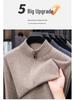 Men's 2025 Thick Wool Zipper Cardigan - Stand Collar Waffle Knit Sweater