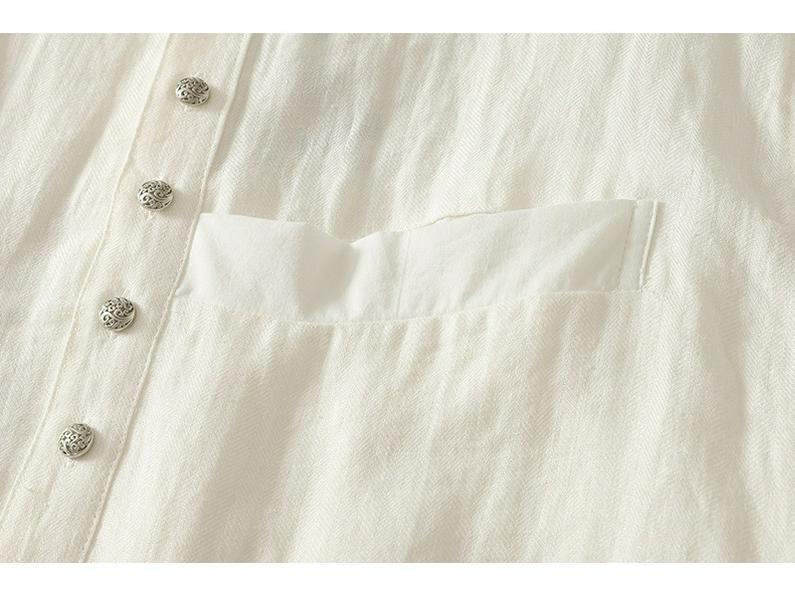 Retro Silver Buckle Zen Style White Linen Sun Protection Jacket