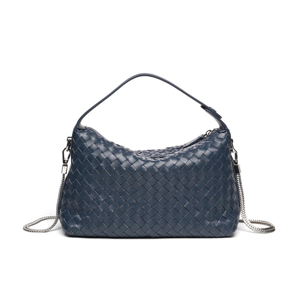 Trendy women's bags factory direct sales first layer sheepskin pure hand-woven bag portable crossbody versatile pillow bag