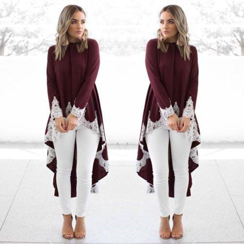 Womens Long Sleeve Lace Ruffles Asymmetrical Casual Tops Shirt Blouse Mini Dress Perfect For Every Occasion And Season