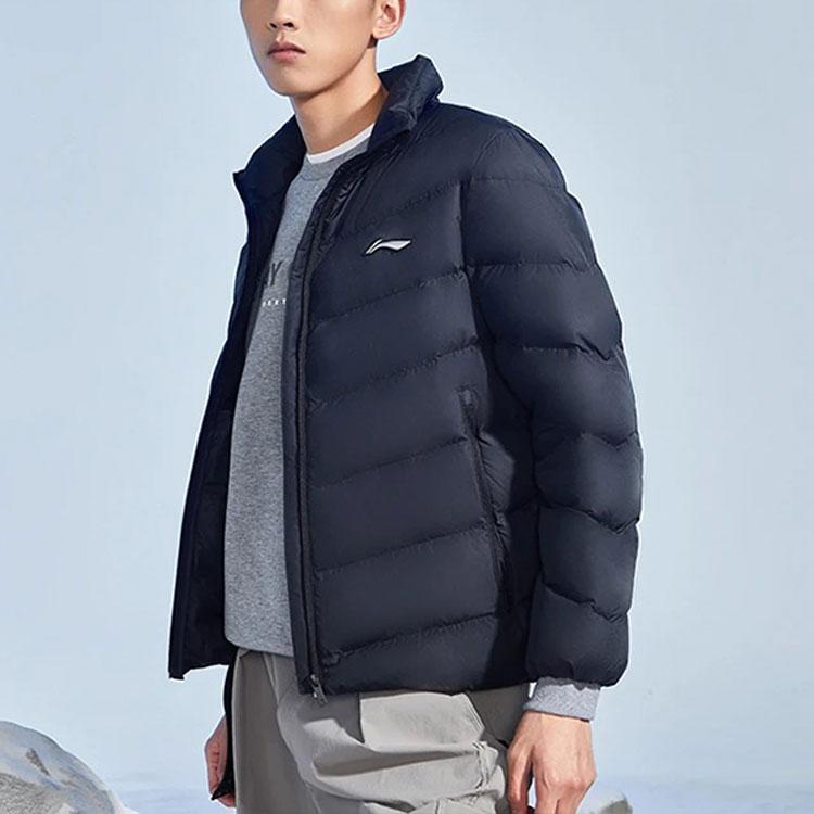 Li-Ning Logo Tréninkové Série Teplá Sportovní Péřová Bunda Pánská Svrchní Oblečení Černá AYMS267-1