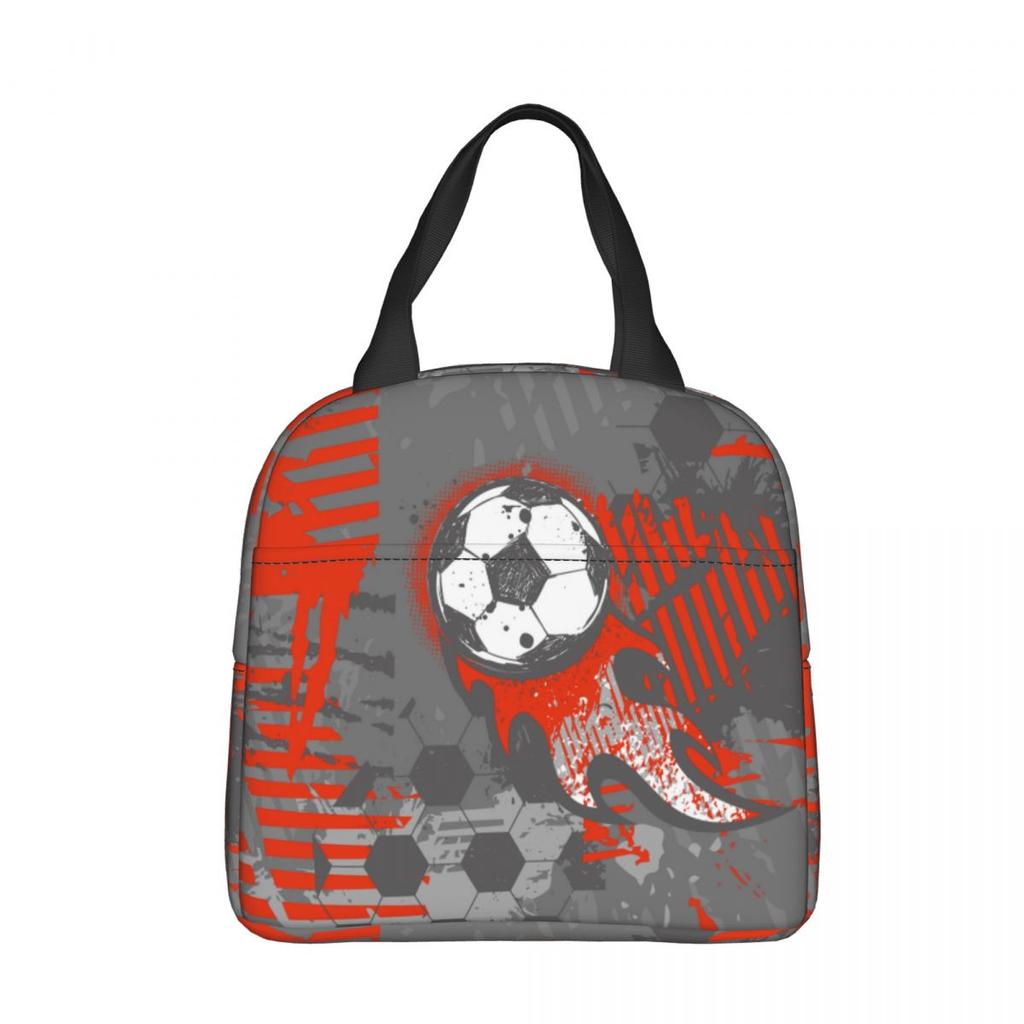 Cartoon Soccer Ball Football Insulated Lunch Bag Thermal Bag Reusable High Capacity Lunch Box Tote Food Bag Beach Outdoor