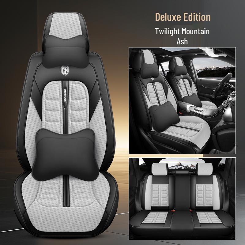 Universal All-Season Breathable Leather Car Seat Cover, Wear-Resistant, Full Surround, Fits Most Models