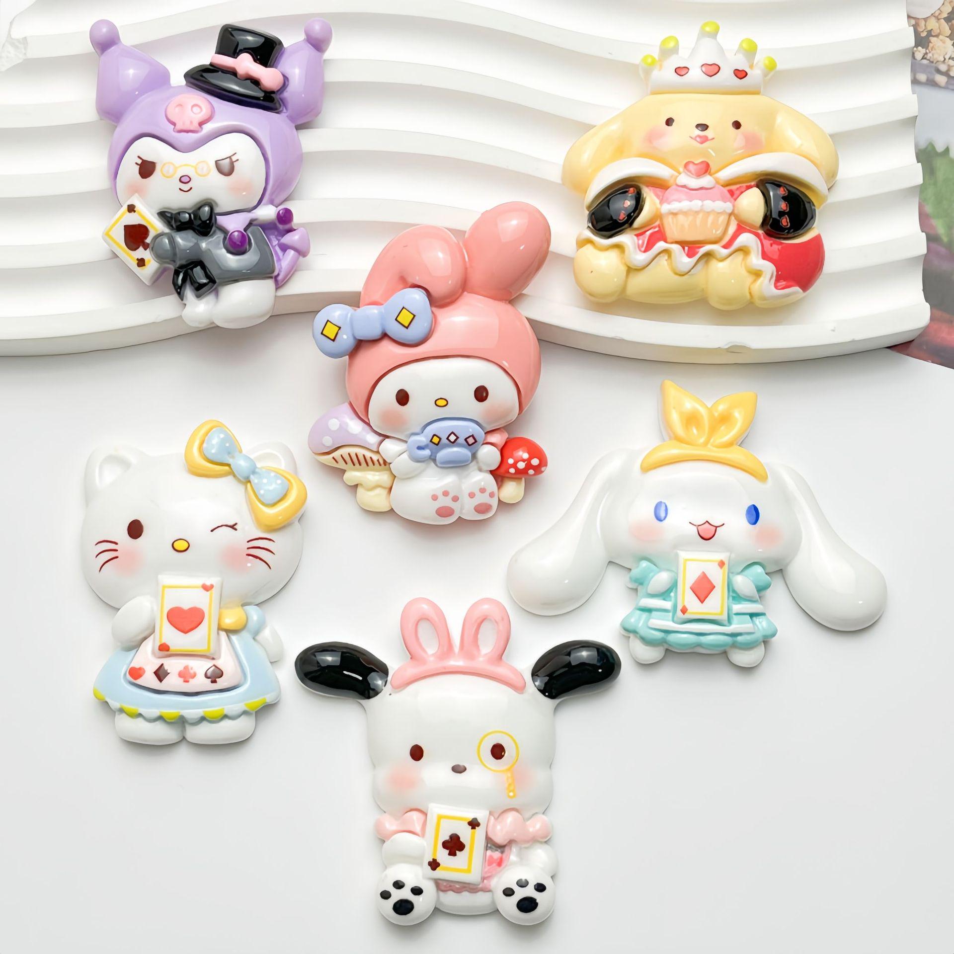 Sanrio Cartoon Resin DIY Accessories: Playing Cards, Hair & Phone Decorations, Fridge Stickers
