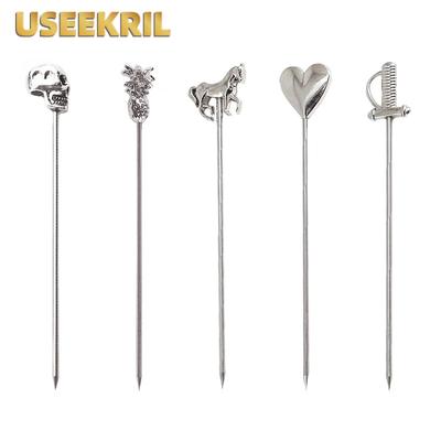 5-10Pcs Creative Stainless Steel Cocktail Picks Martini Picks Juice Decoration Picks Bar Bartending Tools Kitchen Accessories