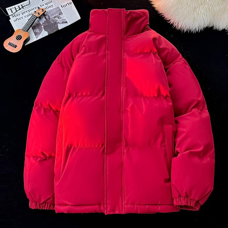 Basic stand-up collar solid-color cotton-padded clothes for men, windproof thickened cotton-padded clothes in autumn and winter, and high-quality