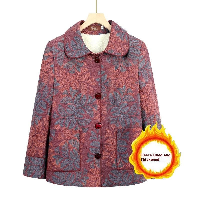 

Middle-aged Autumn Women s Coat Velvet Thick Winter Clothes for The Elderly 5XL