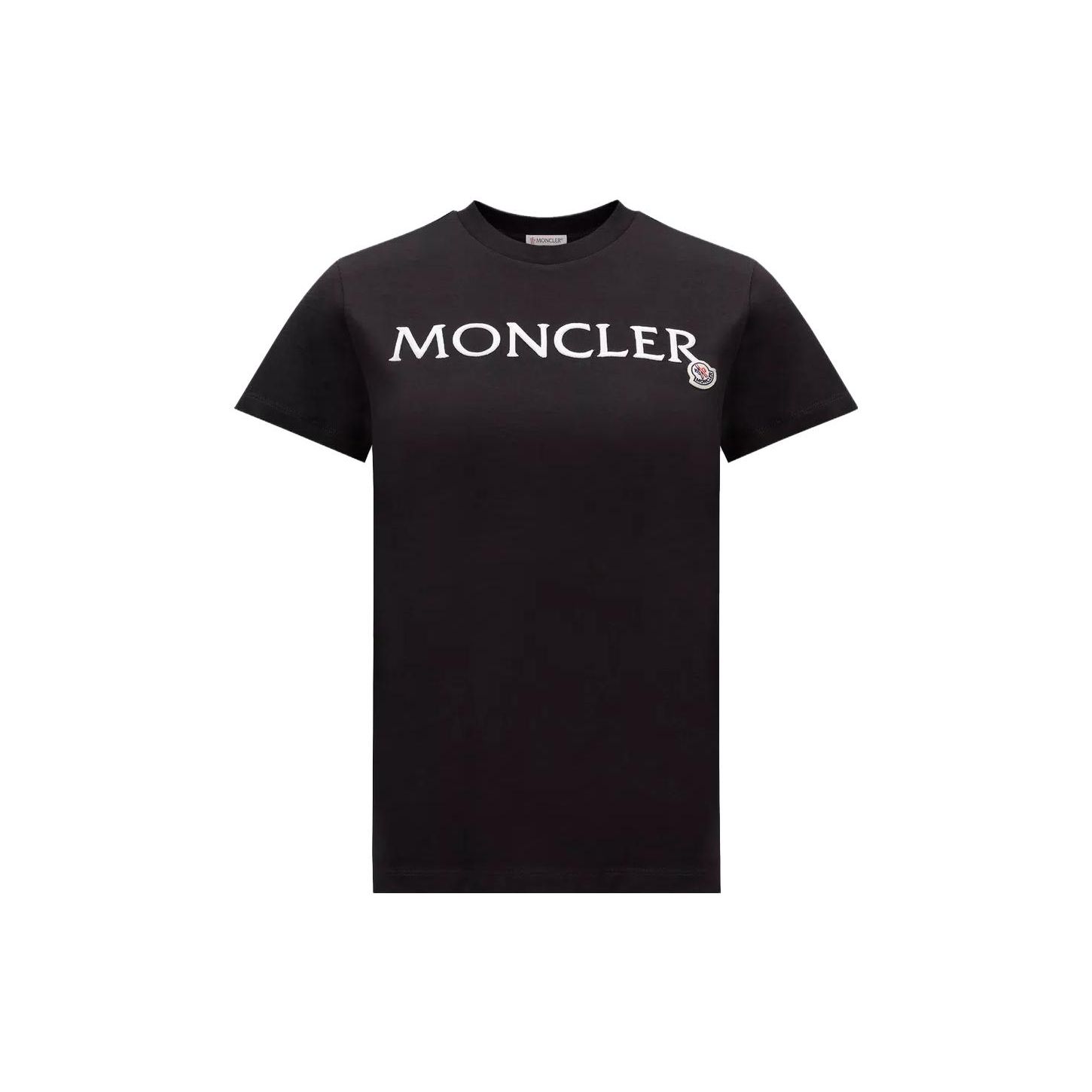 Moncler Letterprint Ronde Hals Getailleerd Korte Mouw T-shirt Dames T-shirts Zwart J10938C00006829HP999 M black