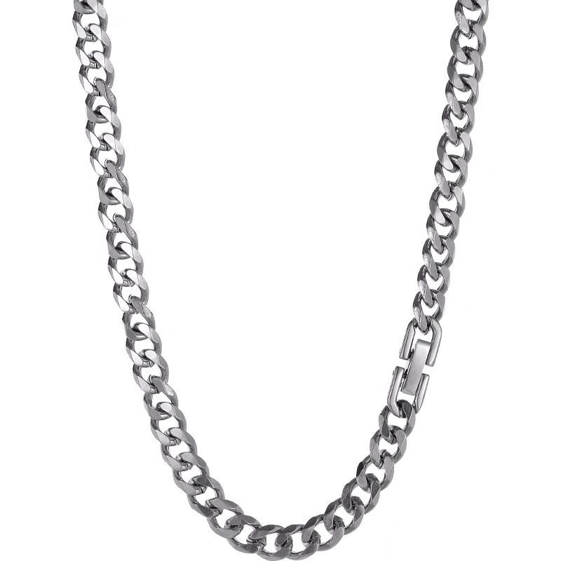 Meier Hip-hop hong kong style cool chain necklace - unisex couple chain titanium steel necklace - punk cuban link accessories