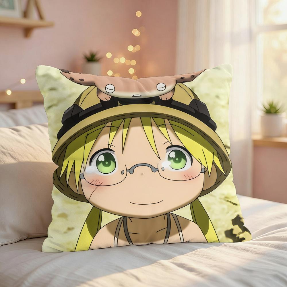 MMade In Abyss Nanachi Riko Cushion Cover Silky Short Plush Invisible Zipper Dustproof Sofa Pillow Case For Home Decor
