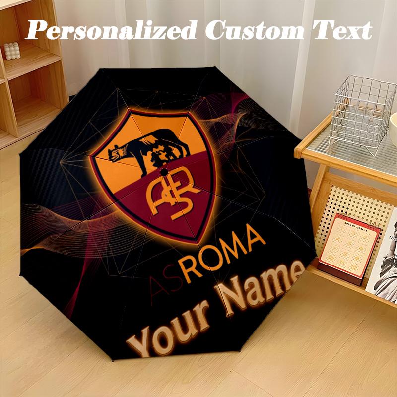 8 Rib Auto Folding Umbrella AS Roma Print Custom Name Text Portable Rain Gear