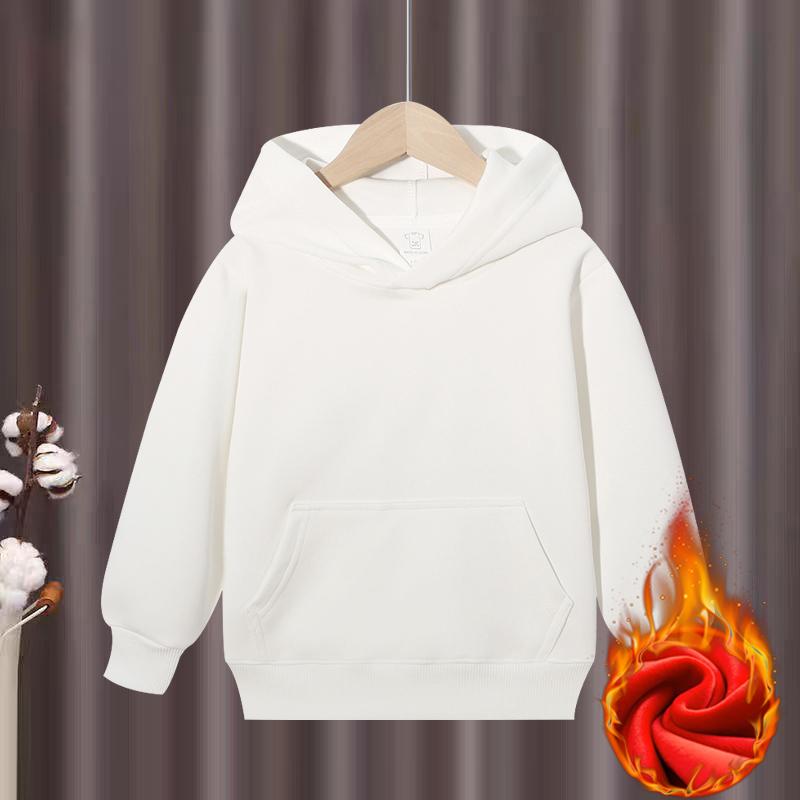 Heavy Weight Cotton Plus Velvet Hooded Sweater KID Thickened Tight Polar Fleece Pullover Hoodie Children Sweats KIDYINHR