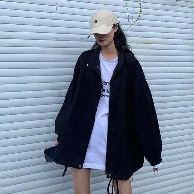 Chaquetas con Cordones Lisas para Mujer Harajuku Ocio Streetwear Chic con Cremallera