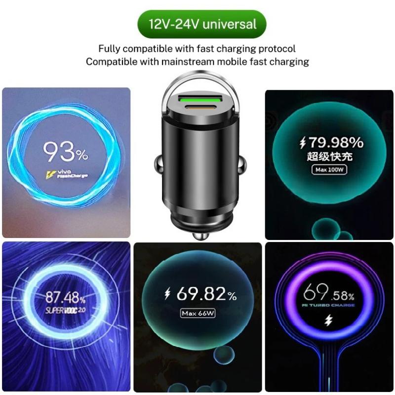 Autoladegerät Aluminiumlegierung PD30W Mini Pull Ring 100W Autoladegerät Zigarettenanzünder