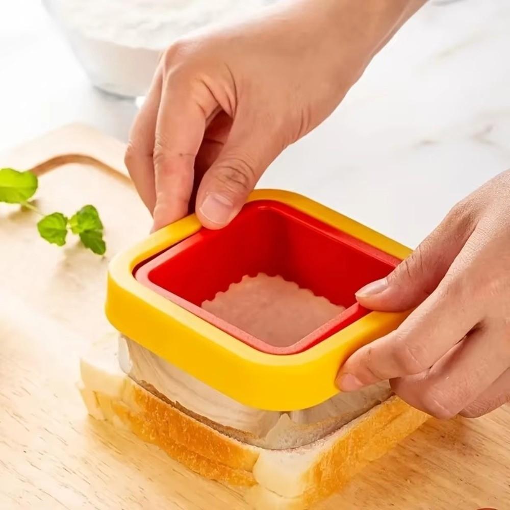 Stainless Steel Sandwich Cutting Mold Multi-purpose Portable Cartoon Heart-shaped Biscuit Molds with Hand Guard Baking Tools