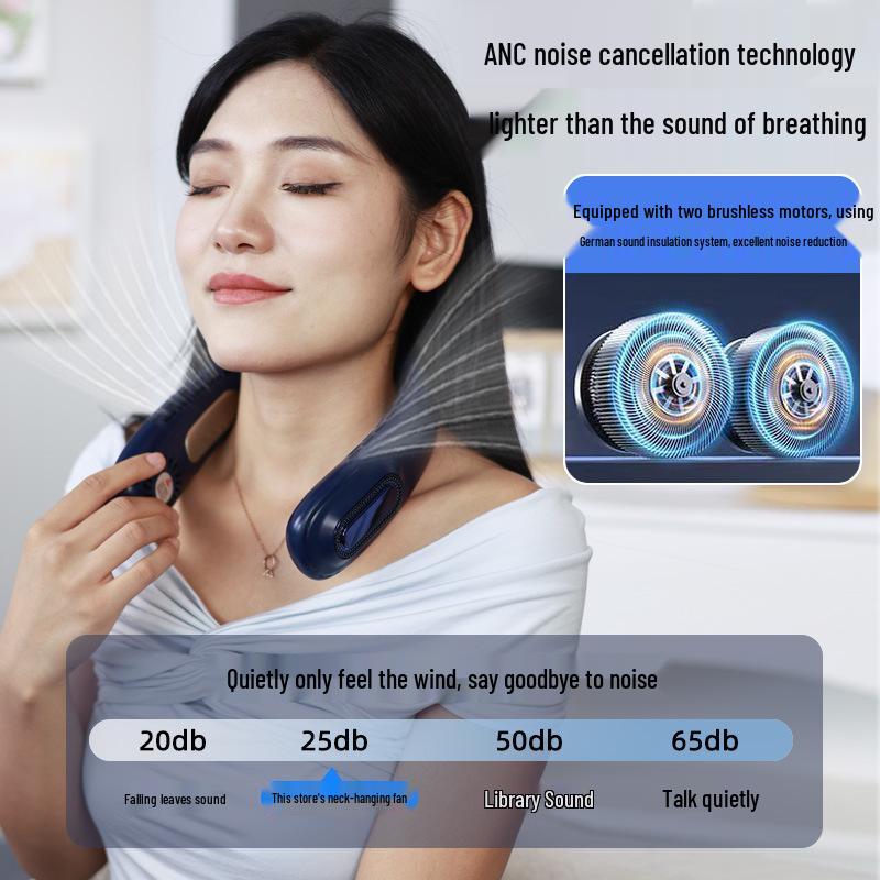 2025 L19 Bladeless USB Rechargeable Neck Fan - Portable, Long-Lasting Mini Fan for Outdoor Camping.