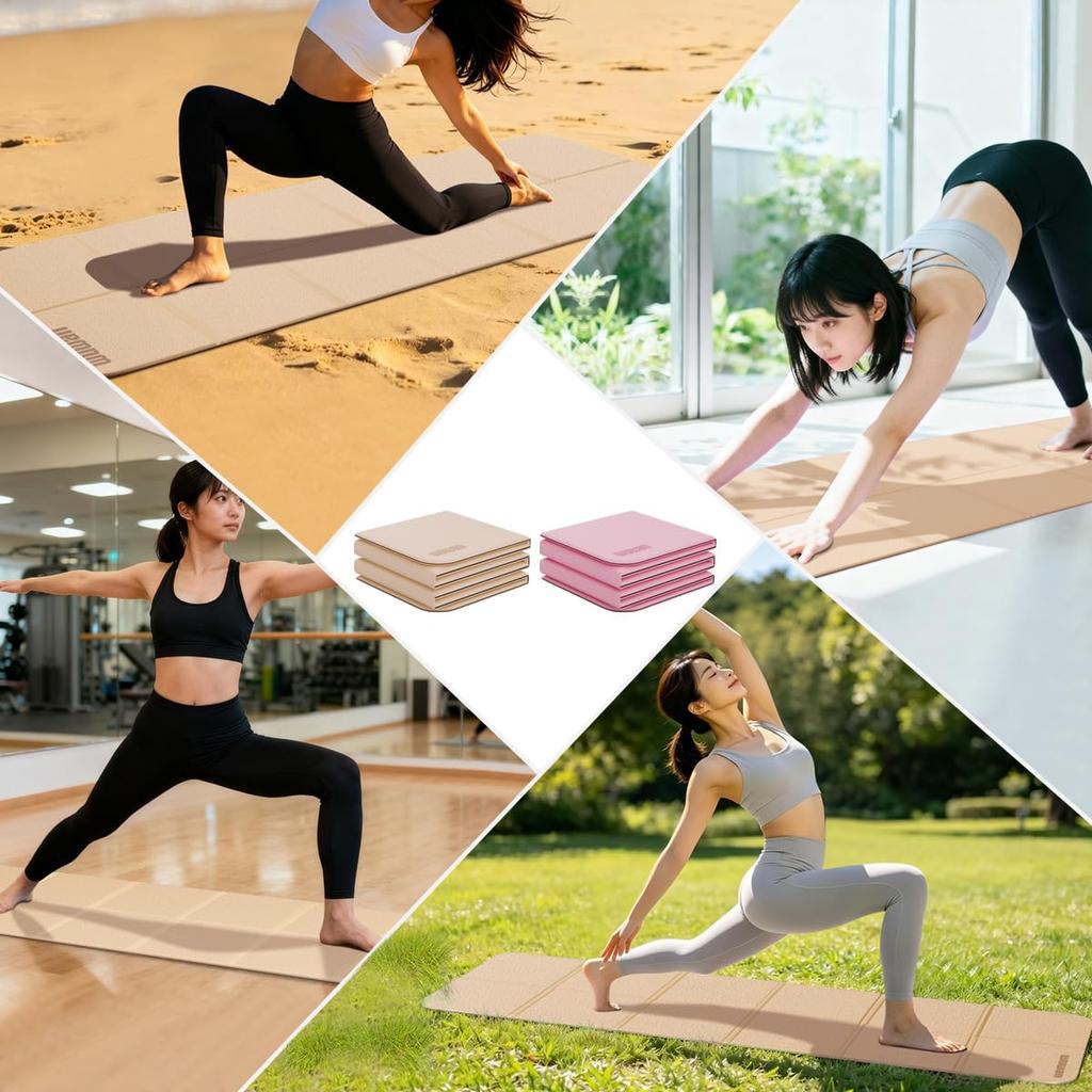 WUWAN Block Folding Yoga Mat, 178cm x 61cm, 8mm Thickness