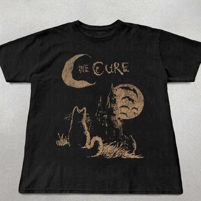 The Cure Cat T-shirt 90s Alt Indie Rock Clothes Band T Shirt Hip Hop Tee Men Women Cotton Oversize Clothing Y2k Tops