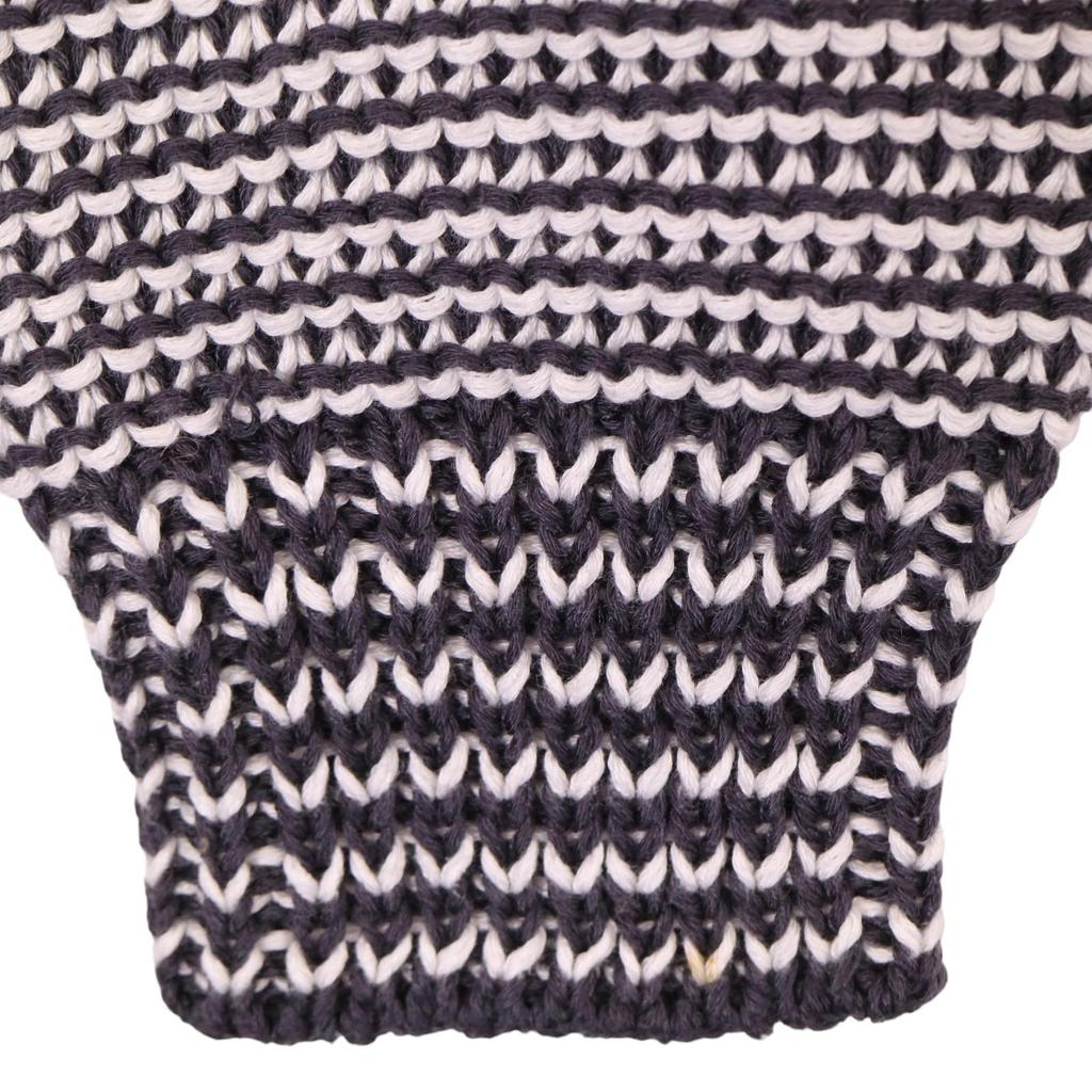 Peserico LE1263303 Navy X White Cotton Sequined Zip Knit Tops 42 Gray X whiteUsed