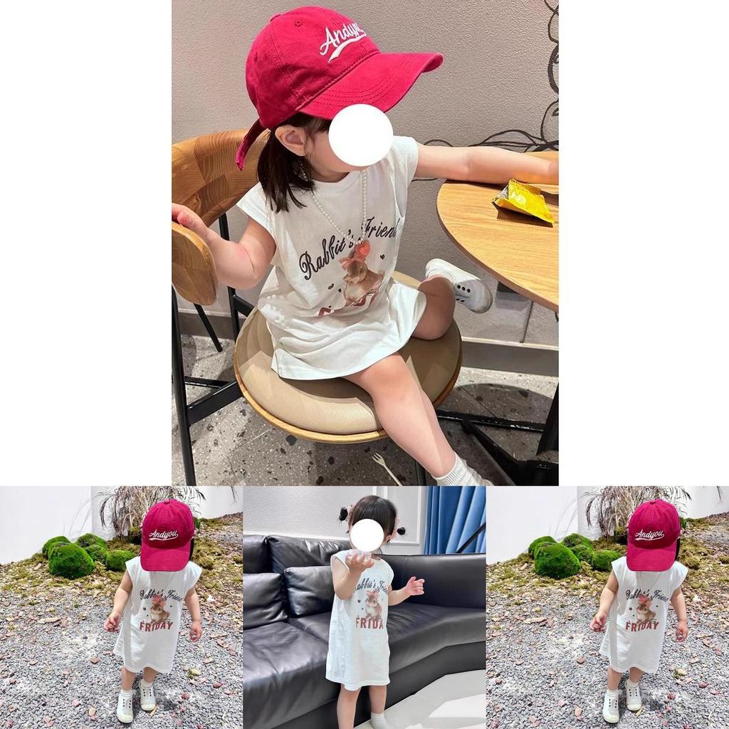 Cartoon Girl Summer Tank Dress With Cotton Fabric For Toddler Kids