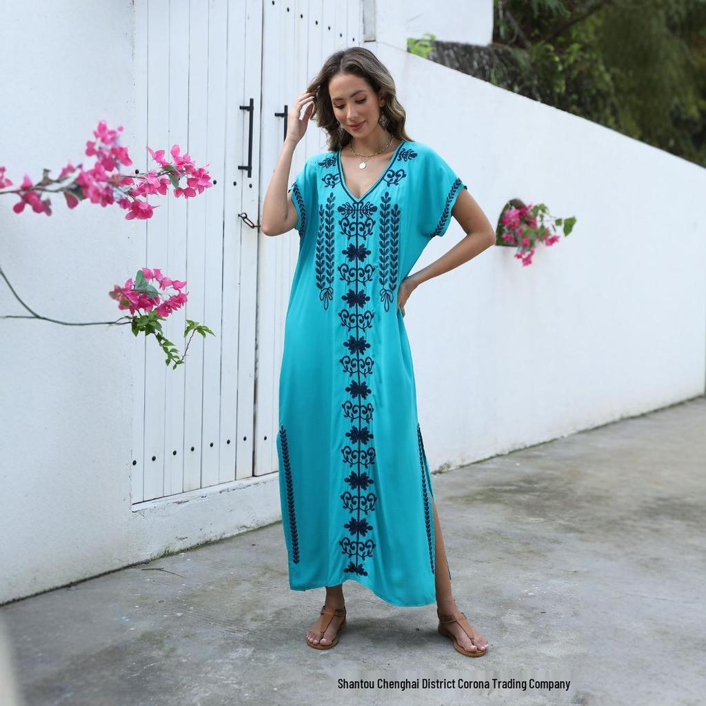 Embroidered Beach Cover-Up for Sun Protection and Style In Seaside Vacations