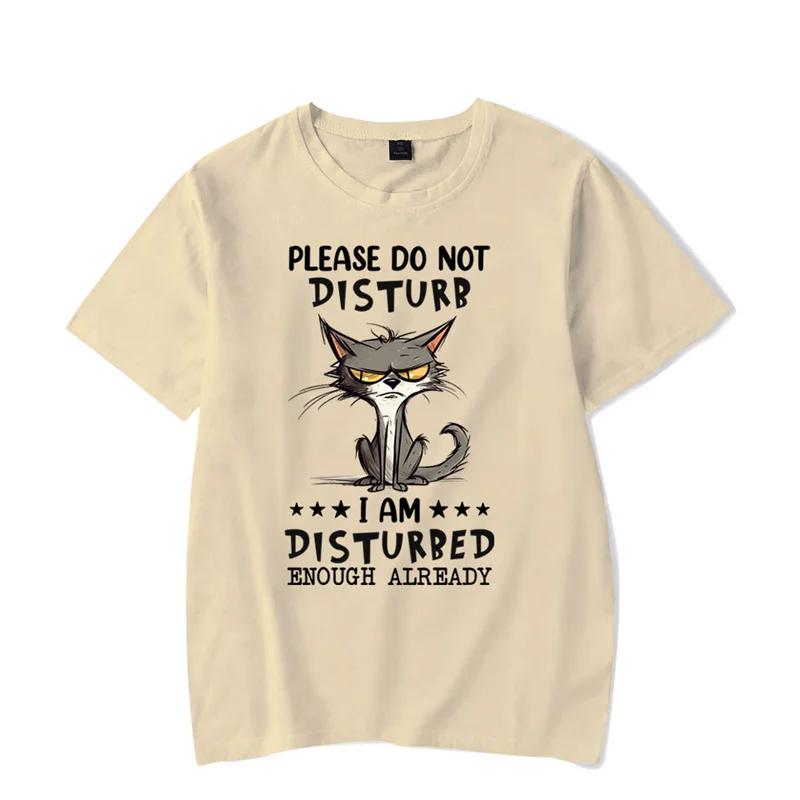 Men's T-shirt Please Do Not Disturb I Am Disturbed Enough Already Kawaii T Shirt Men Women Tees Angry Cat Male Classic T-shirt