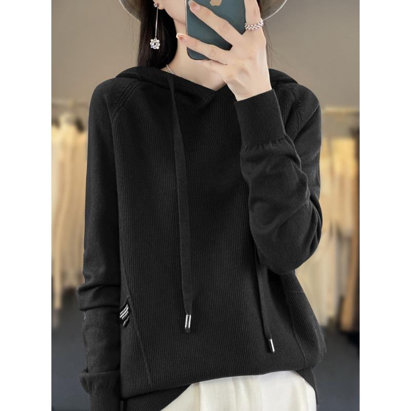 

Утепленное теплое худи осень-зима новый свободный трикотажный свитер с капюшоном женский универсальный мягкий восковой свитер-жакет тренд XXL