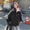 Women's New Winter Cotton-padded Jacket, American Striped Down Jacket, Stand-up Collar, Thickened Cotton-padded Jacket, Student Bread Jacket