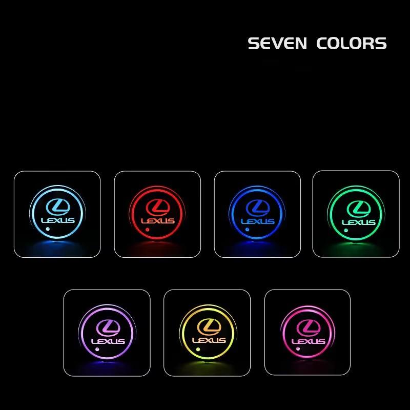 For Lexus ISASfor Lexus Emblem ES300 IS300 IS350 ES250 ES350 IS250 CT200H GS350 NX200 LED Car Cup Holder Illuminated Water Coaster Accessories