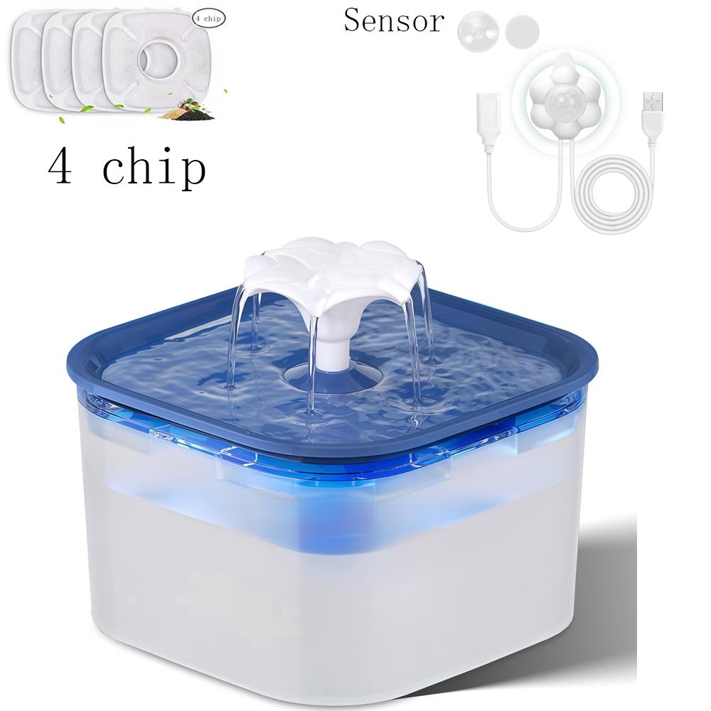 2.6L Automatic Cat Water Fountain With Faucet Dog Water Dispenser Transparent Filter Drinker Pet Sensor Auto Drinking Feeder