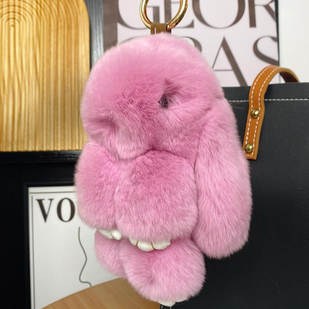 Mini Rex Rabbit Fur Pom Pom Keychain Bag Charm Keyring