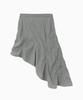 Jenyujeu Lace-Up Asymmetrical Wave Puckering Skirt - Light Gray