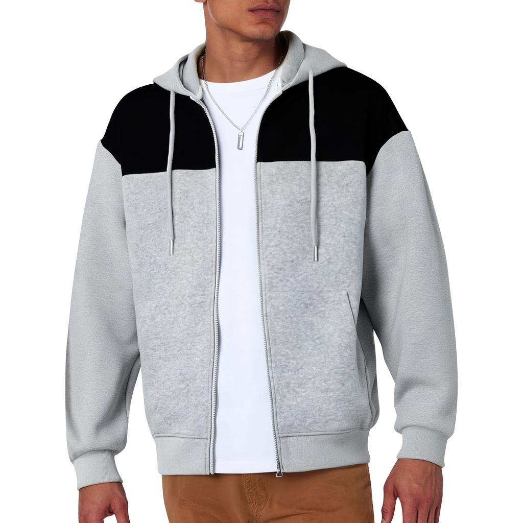 Men's Casual Zipper Contrasting Long Sleeved Jacket