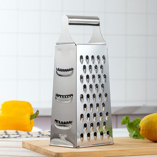 9 Zoll 4-seitiger Gemüsereibe mit Griff Scharfe Klinge Anti-Rutsch-Boden Ergonomisches Design Multifunktionale Edelstahl-Parmesan-Käse-Ingwer-Box