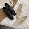 Fashion 2025 New Spring Women Pumps Square Toe Chunky Heel Women Shoes Concise Slip-on Weave Ladies Shoes Sexy
