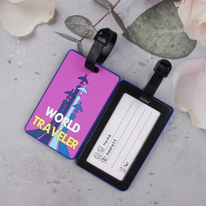 Soft PVC Cute Luggage Tag Letter Printed Travel Tag Men Women Suitcase Name Tag Bag Tags Airplane Labels Travel Accessories