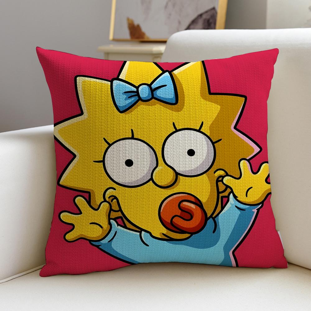 Iconic TThe SimpsonsS Cushion Cover Breathable and Skinfriendly Linen Pillowcase Square Removable and Washable Cushion