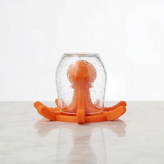 Octopus-Shaped Cup Drying Rack with 8-Arm Creative PLA Water Bottle Holder for Mugs Glasses Tumblers Space-Saving Countertop Organizer for Kitchen
