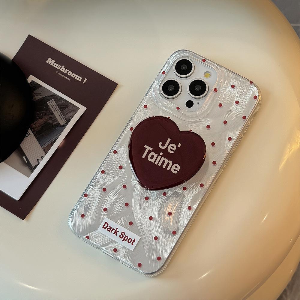 Niche Retro Red Love Stand Apple 15 Suitable for IPhone 13 Mobile Phone Case 16 Bracelet 14promax Feather Yarn