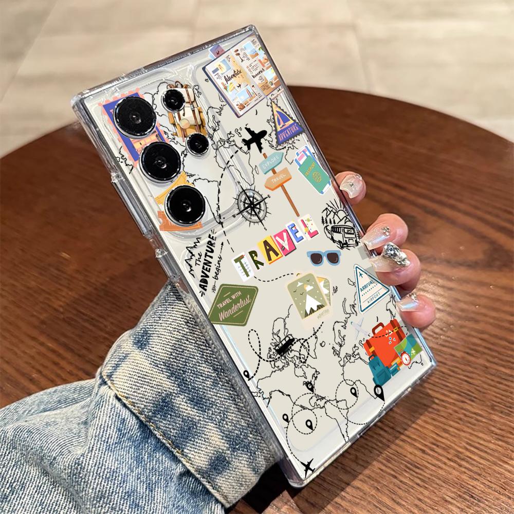 

Travel Postcard Phone Case For Samsung Galaxy A35 A55 A53 A54 A34 5G Note 20 S23 S25 S24 S22 S21 Ultra FE Plus Clear TPU Fundas Galaxy A15 4G