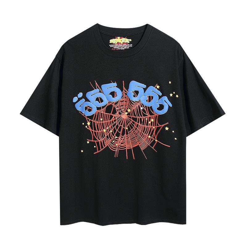 Sp5der hip hop singer Young Thug same foam letter 555555 couple T-shirt Pink short sleeve tee