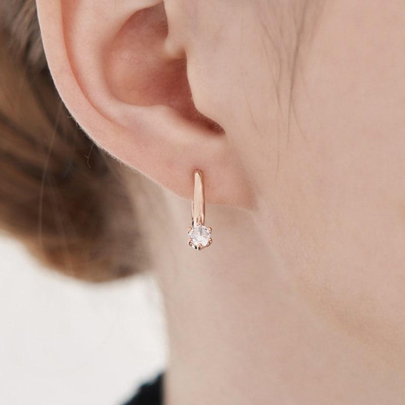 ELLE Jewelry 14K GF Basic Cubic Point One-Touch Earrings ELGPEE554