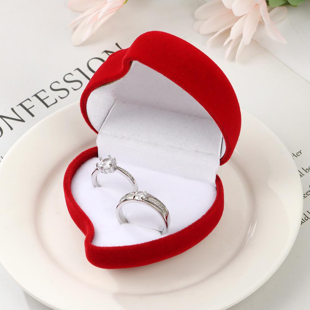 Engagement Exquisite Wedding Velvet Jewelry Box Ring Display Box Red Rose Double Ring Storage Box