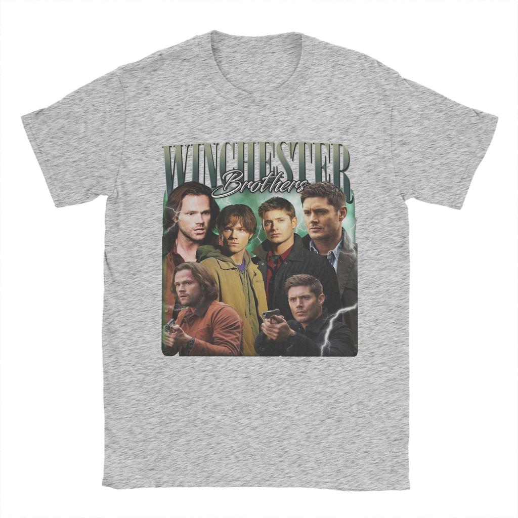 Men TShirt Winchester Brothers Sam  Dean Supernatural Movies Cover 100 Cotton Tees Short Sleeve  T Shirt O Neck Tops Gift