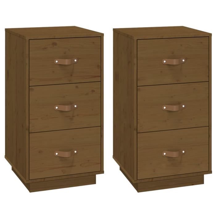 VidaXL Tables de chevet 2pcs Marron miel 40x40x75cm Bois de pin massif 818342