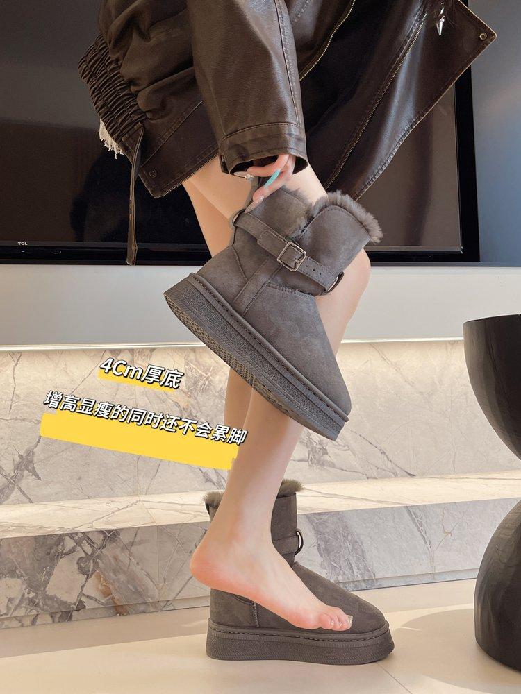 

Женские зимние ботинки на толстой подошве 2025 новая зимняя корейская версия обувь Мао Мао интернет-знаменитость повседневные теплые хлебные хлопковые 40 серый